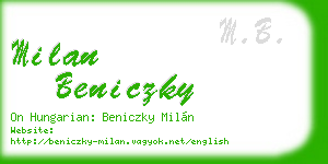 milan beniczky business card