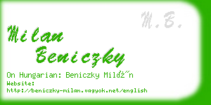milan beniczky business card
